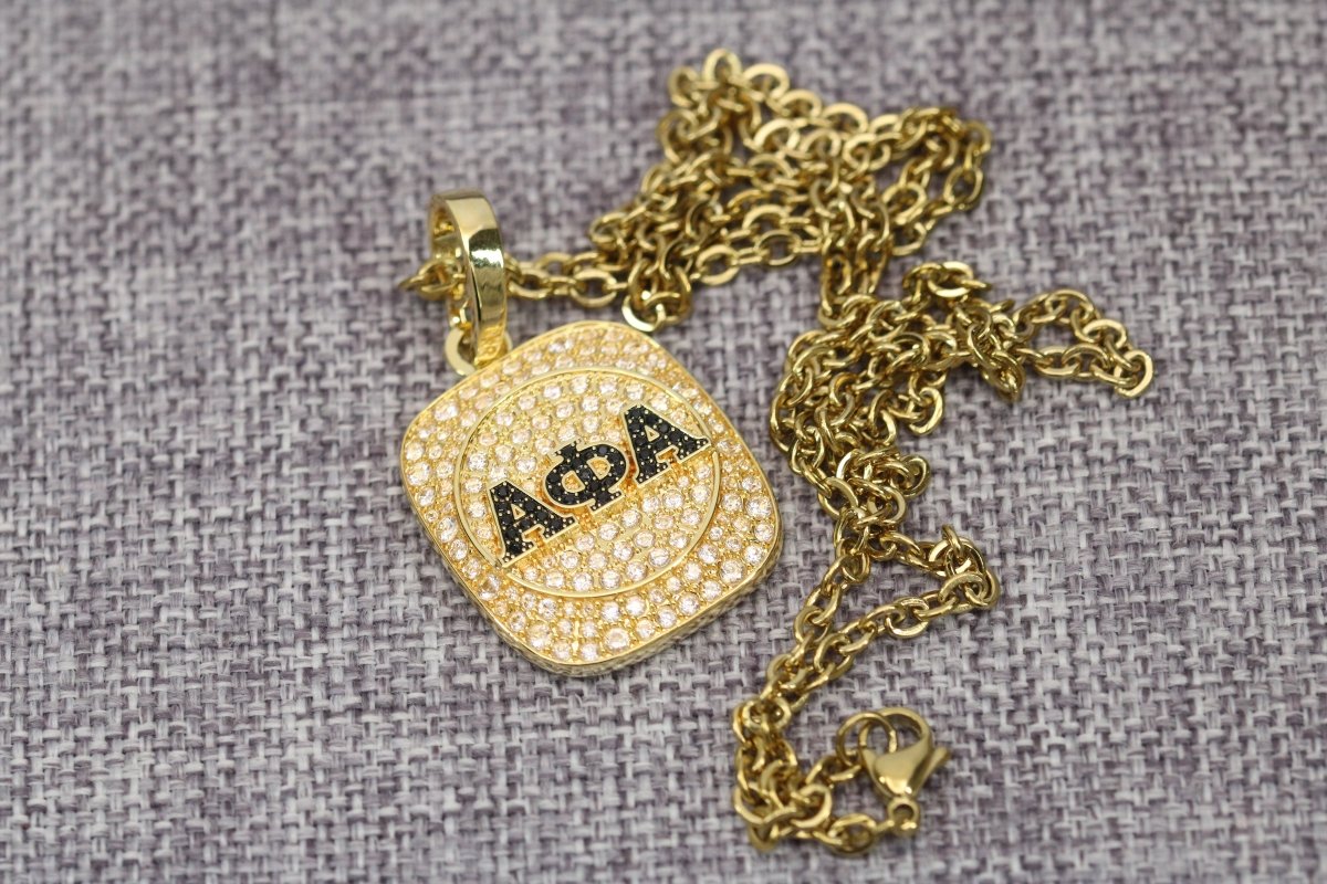 Alpha Phi Alpha Pendant Necklace (ΑΦΑ) - Big Boy Series, Gold - fratrings