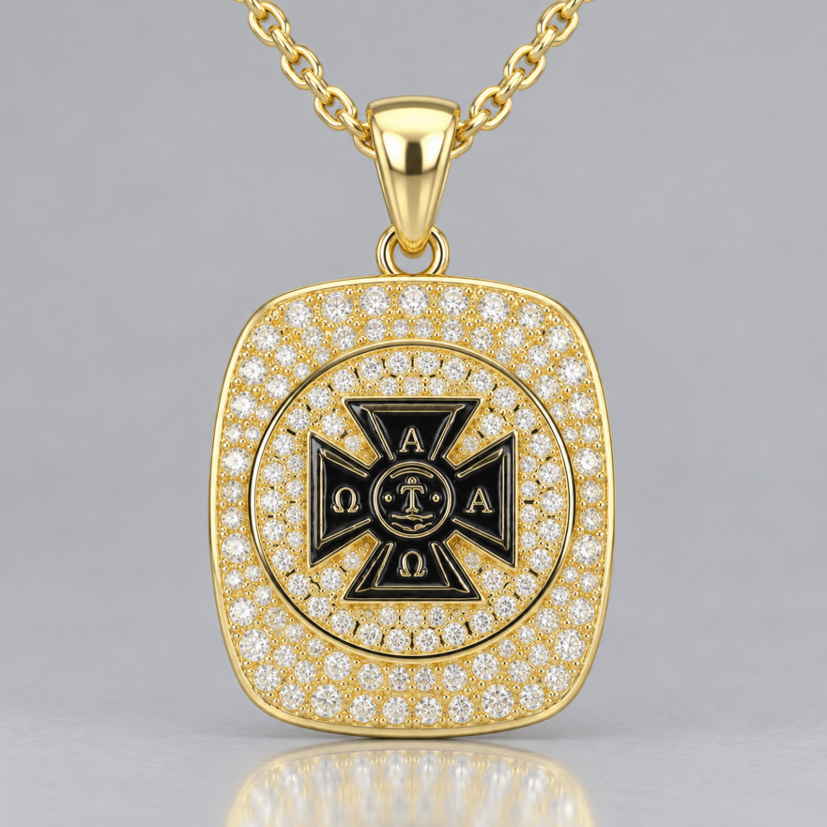 Alpha Tau Omega Official Series Pendant Necklace, Gold - fratrings