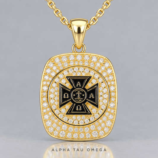 Alpha Tau Omega Official Series Pendant Necklace, Gold - fratrings