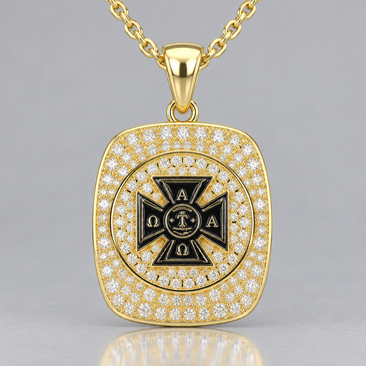 Alpha Tau Omega Official Series Pendant Necklace, Gold with matching chain