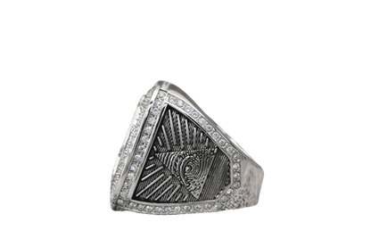 Ancient Free And Accepted Masons Ring (Eye Of The Providence) - Shine Series, Silver - fratrings