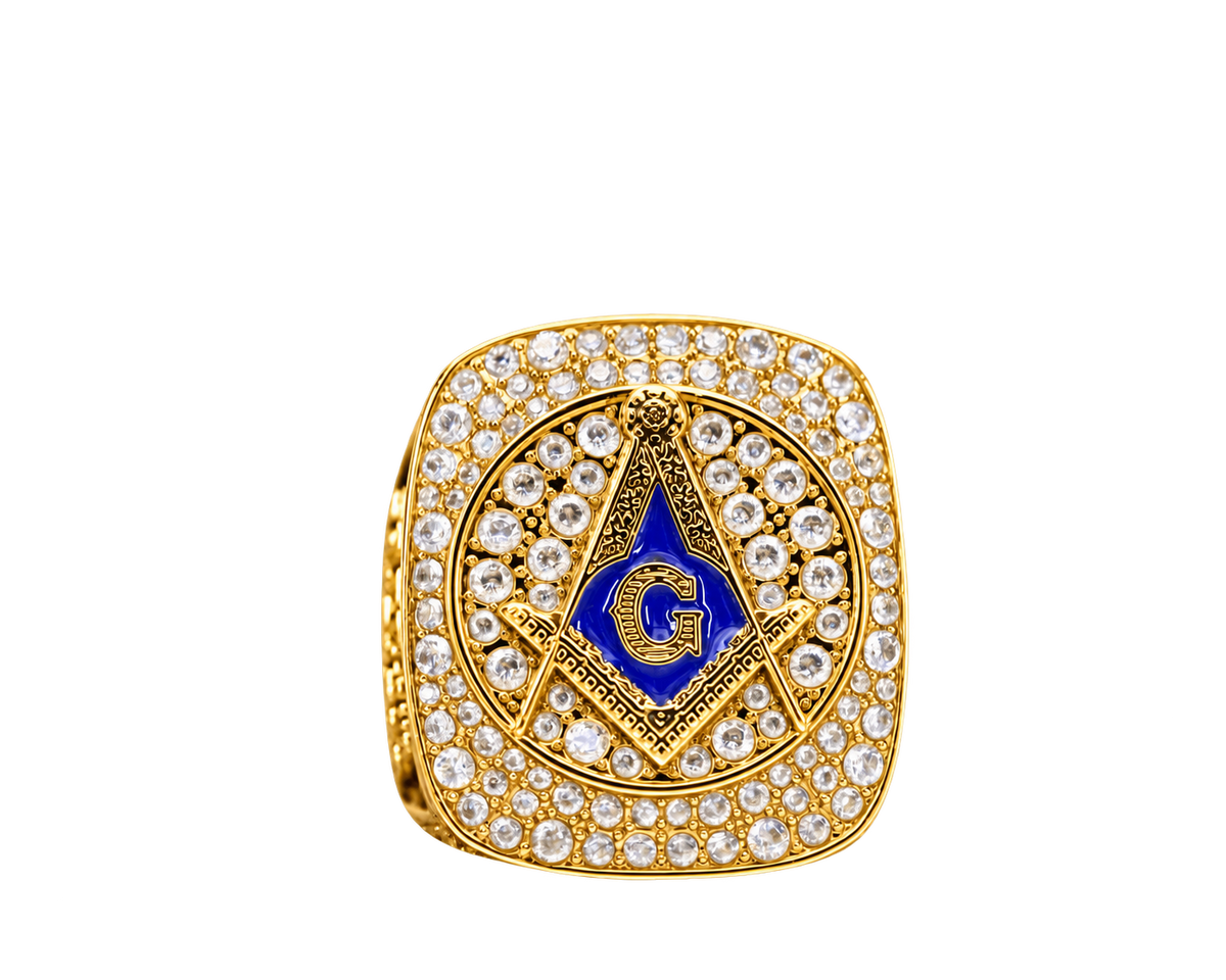 Gold-plated Blue Lodge ring — F&AM front view