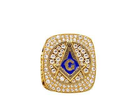 Gold-plated Blue Lodge ring — F&AM front view