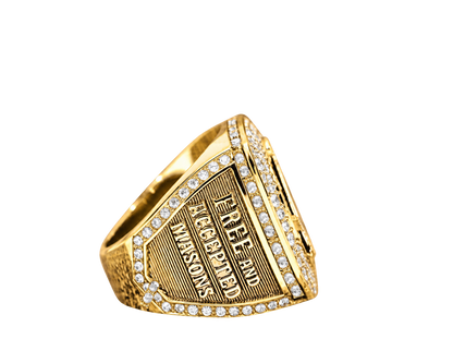 Gold-plated Blue Lodge ring — Free and Accepted Masons side view