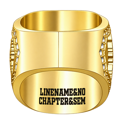 Gold-plated Blue Lodge ring — two-line inside engraving example