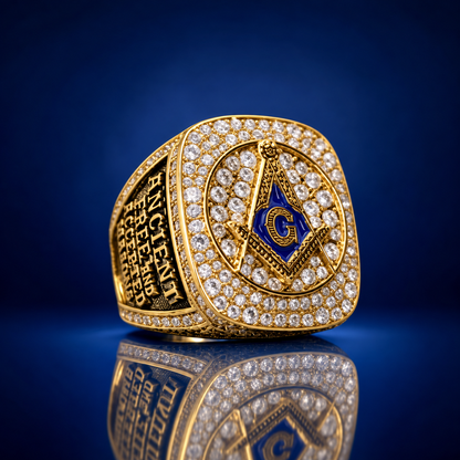 Gold-plated Blue Lodge ring — AF&AM hero view