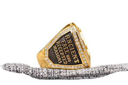Gold-plated Blue Lodge ring — Ancient Free and Accepted Masons side view