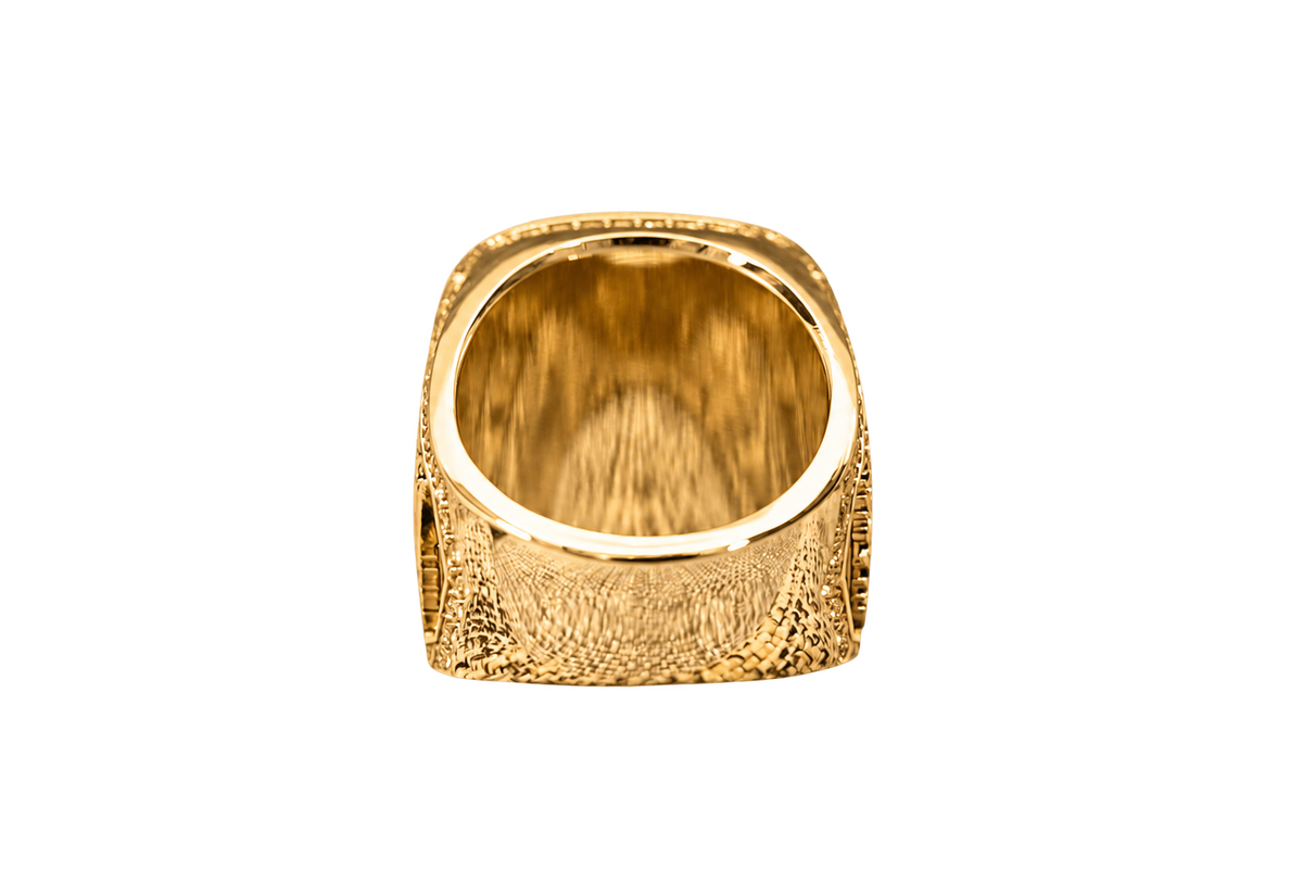Gold-plated Blue Lodge ring — AF&AM rear and inside band view