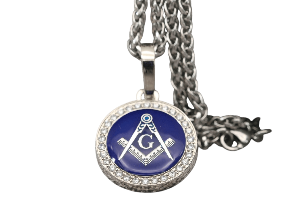 Freemasonry Masons Pendant Necklace - Classic Man, Silver - fratrings