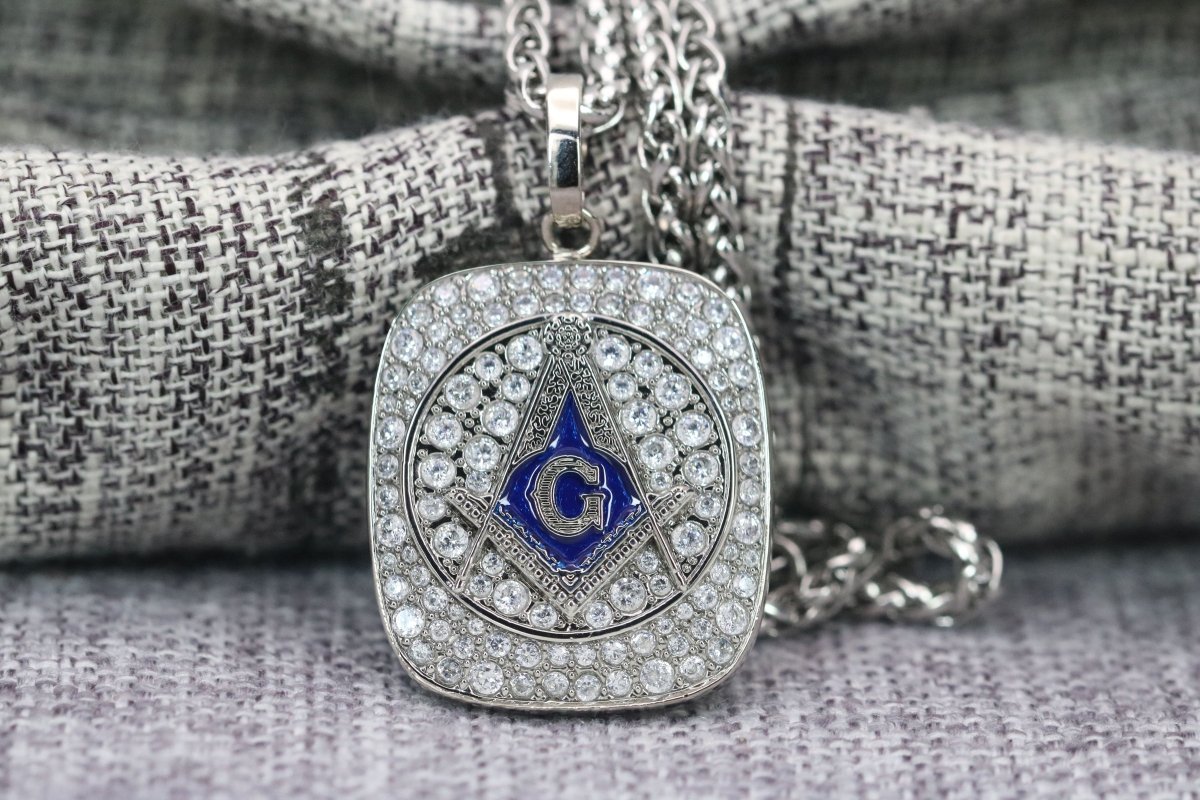 Freemasonry Masons Pendant Necklace - Shine Series, Silver - fratrings