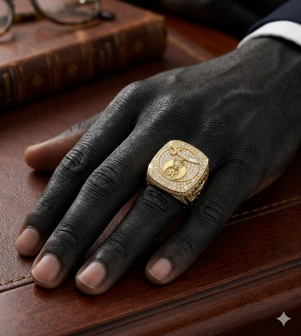 Official Prince Hall Shriners Freemasonry Fraternity Ring - SPECIAL EDITION Gold, Masons Ring