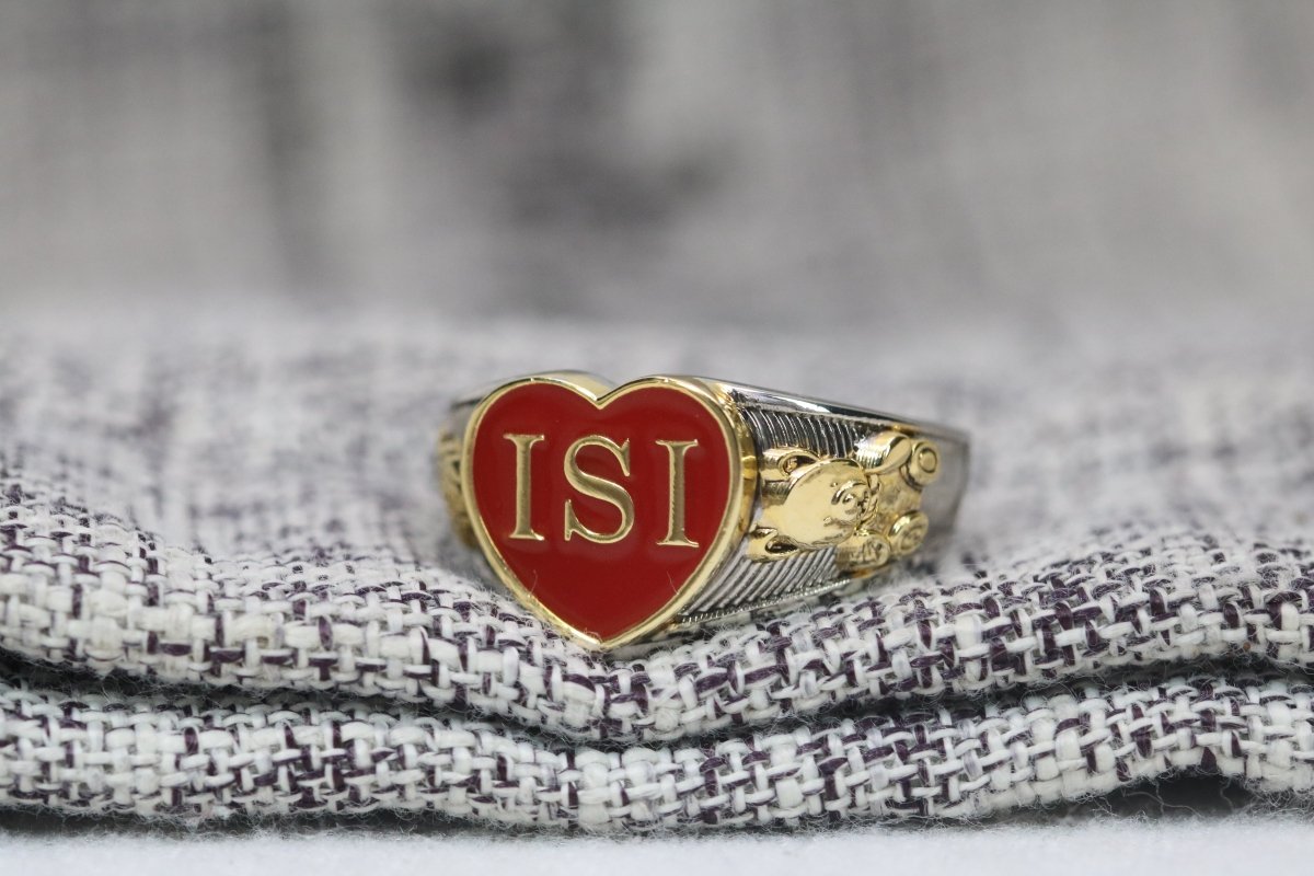 Iota Sweethearts Sorority Ring (ISI) - Heart Series, Dual Finish - fratrings