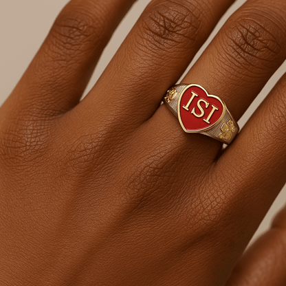 Iota Sweethearts Sorority Ring (ISI) - Heart Series, Dual Finish - fratrings