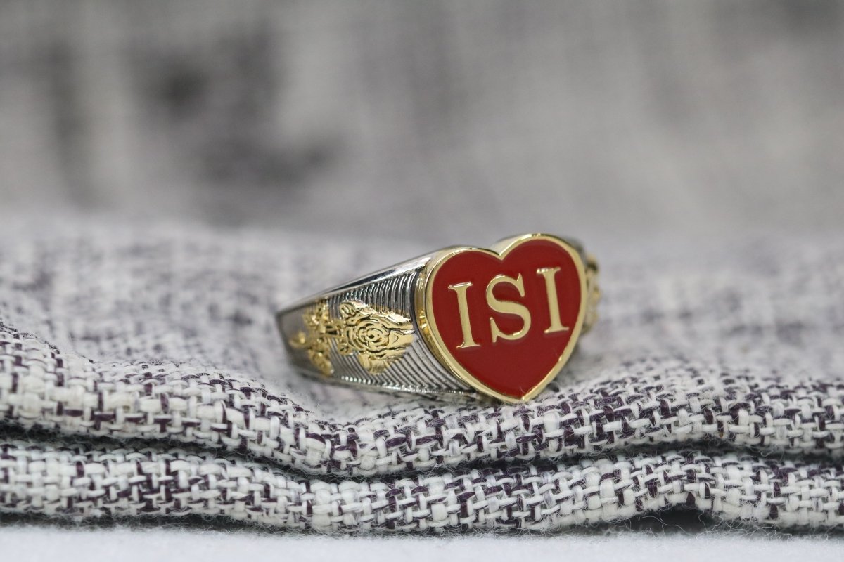 Iota Sweethearts Sorority Ring (ISI) - Heart Series, Dual Finish - fratrings