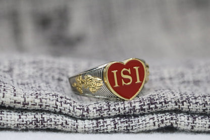 Iota Sweethearts Sorority Ring (ISI) - Heart Series, Dual Finish - fratrings