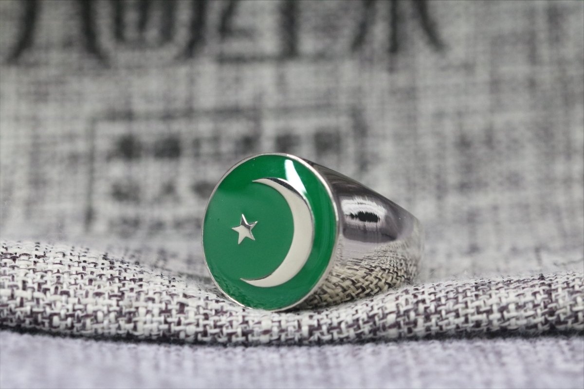 Islamic Crescent Moon and Star Ring (Muslim Ring) - True Believers Series - fratrings