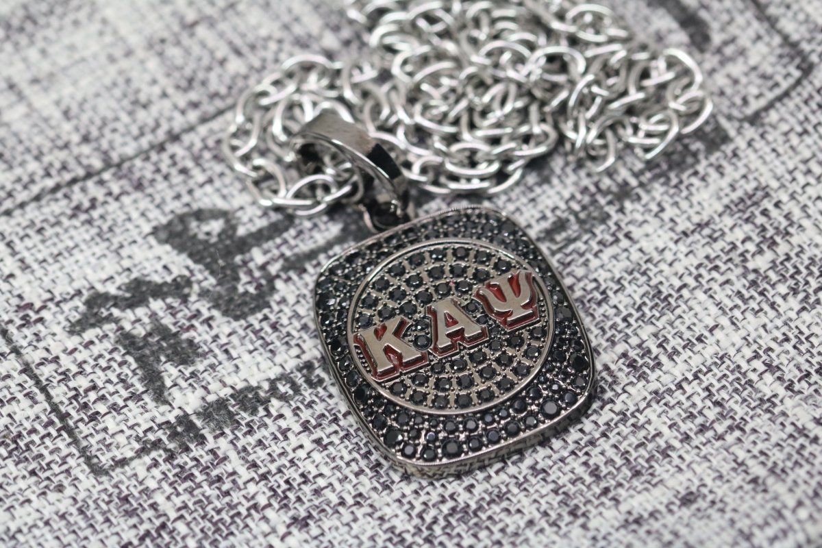 Kappa Alpha Psi Pendant Necklace (ΚΑΨ) - Shine Series, Black Nickel - fratrings