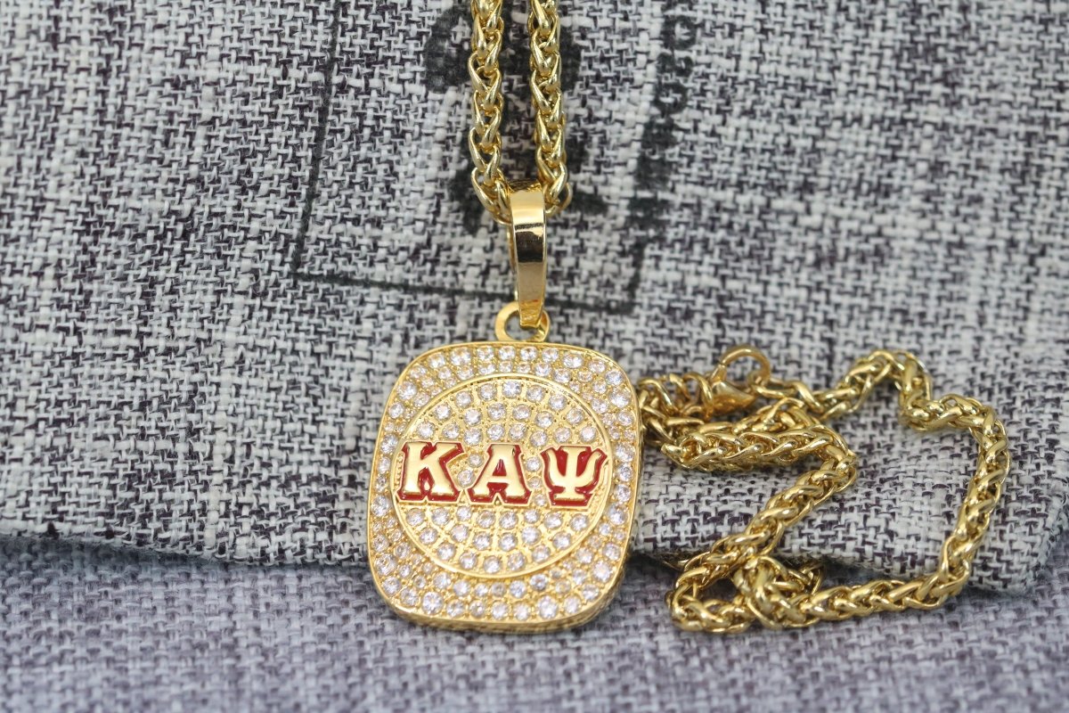 Kappa Alpha Psi Pendant Necklace (ΚΑΨ) - Shine Series, Gold - fratrings