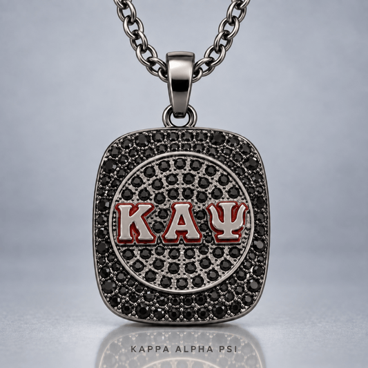 Kappa Alpha Psi Pendant Necklace - Shine Series, Black Nickel - fratrings