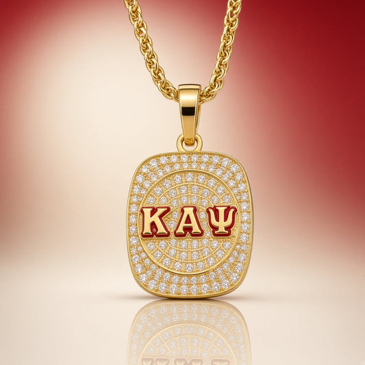 Kappa Alpha Psi Pendant Necklace - Shine Series, Gold - fratrings