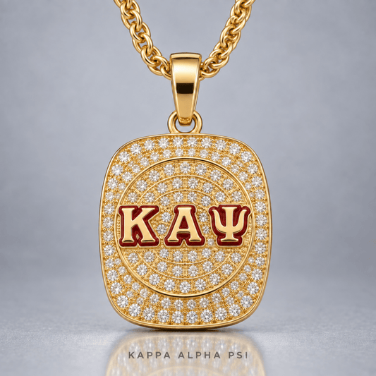 Kappa Alpha Psi Pendant Necklace - Shine Series, Gold - fratrings