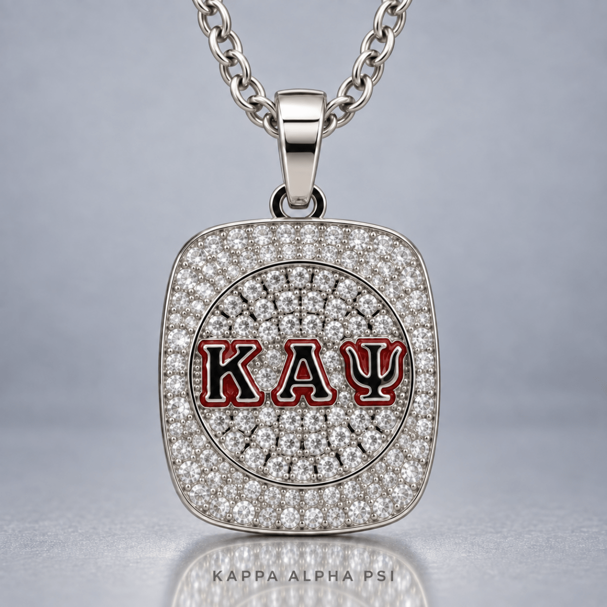 Kappa Alpha Psi Pendant Necklace - Shine Series, Silver - fratrings