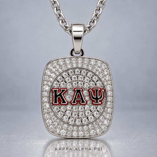 Kappa Alpha Psi Pendant Necklace - Shine Series, Silver - fratrings