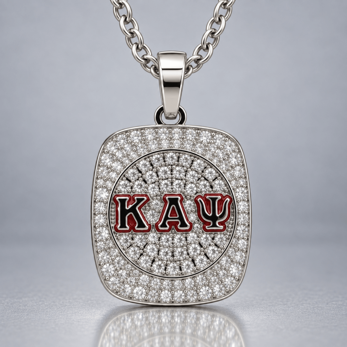 Kappa Alpha Psi Pendant Necklace - Shine Series, Silver - fratrings