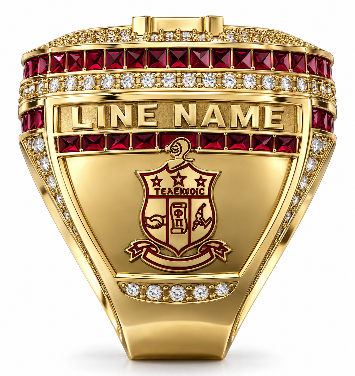Kappa Alpha Psi XL Official Ring in yellow gold, customizable line-name side plate
