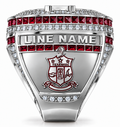 Kappa Alpha Psi XL Official Ring in white metal, customizable line-name side plate
