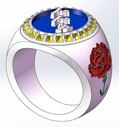 Kappa Kappa Psi Fraternity Ring (KKΨ) - Flower Series, Silver - fratrings