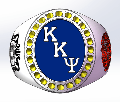 Kappa Kappa Psi Fraternity Ring (KKΨ) - Flower Series, Silver - fratrings