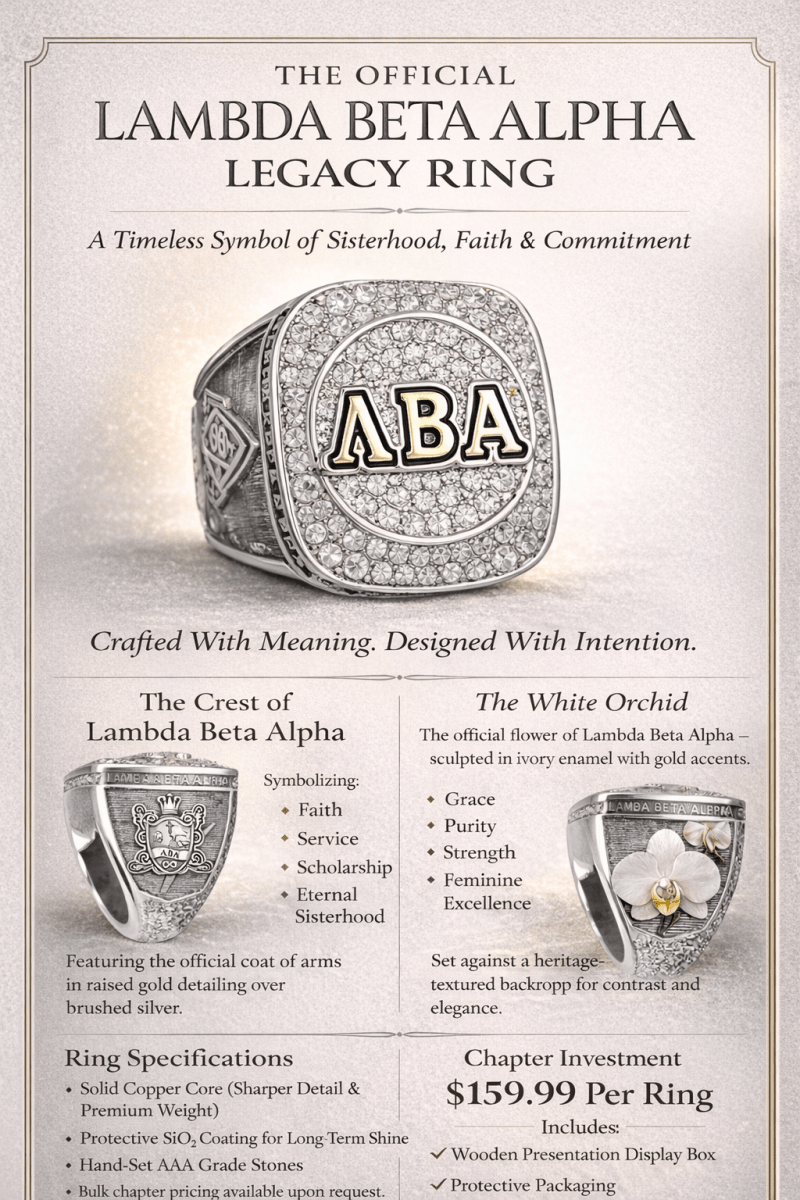 Lambda Beta Alpha Sorority Ring (ΛBA) - Shine Series - fratrings