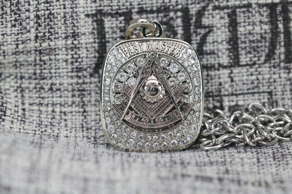 Masons Past Masters Pendant Necklace - Big Boy Series, Silver Compass - fratrings