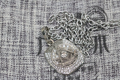 Masons Past Masters Pendant Necklace - Big Boy Series, Silver Compass - fratrings