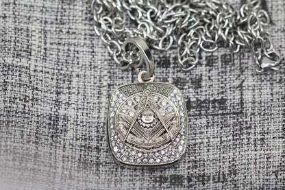 Masons Past Masters Pendant Necklace - Big Boy Series, Silver Compass - fratrings