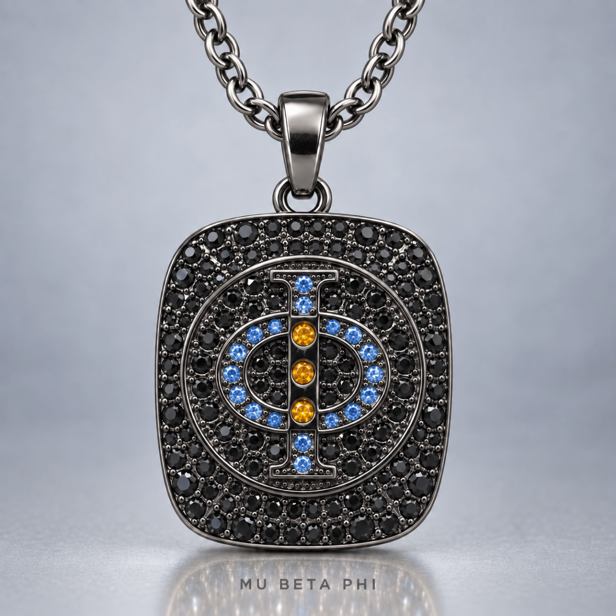 Mu Beta Phi Pendant Necklace - Shine Series, Black Nickel - fratrings