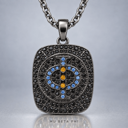 Mu Beta Phi Pendant Necklace - Shine Series, Black Nickel - fratrings