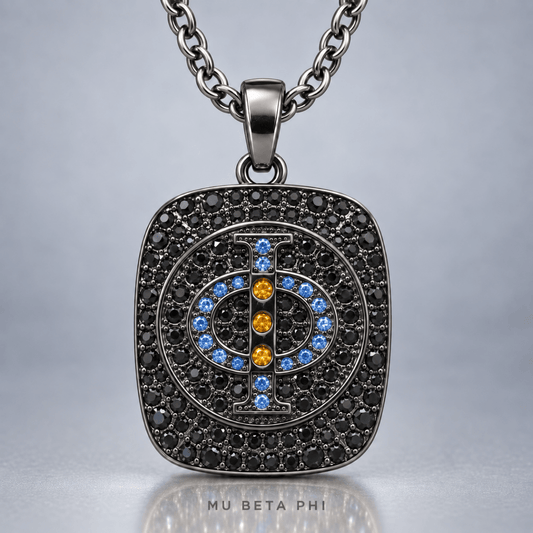 Mu Beta Phi Pendant Necklace - Shine Series, Black Nickel - fratrings