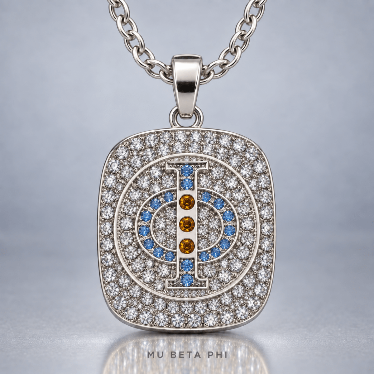 Mu Beta Phi Pendant Necklace - Shine Series, Silver - fratrings