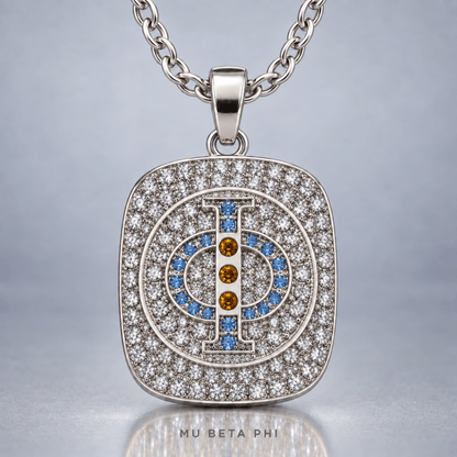 Mu Beta Phi Pendant Necklace - Shine Series, Silver - fratrings