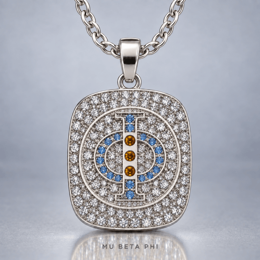 Mu Beta Phi Pendant Necklace - Shine Series, Silver - fratrings