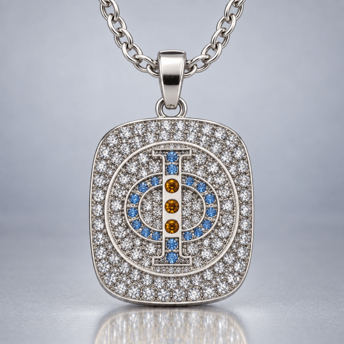 Mu Beta Phi Pendant Necklace - Shine Series, Silver - fratrings