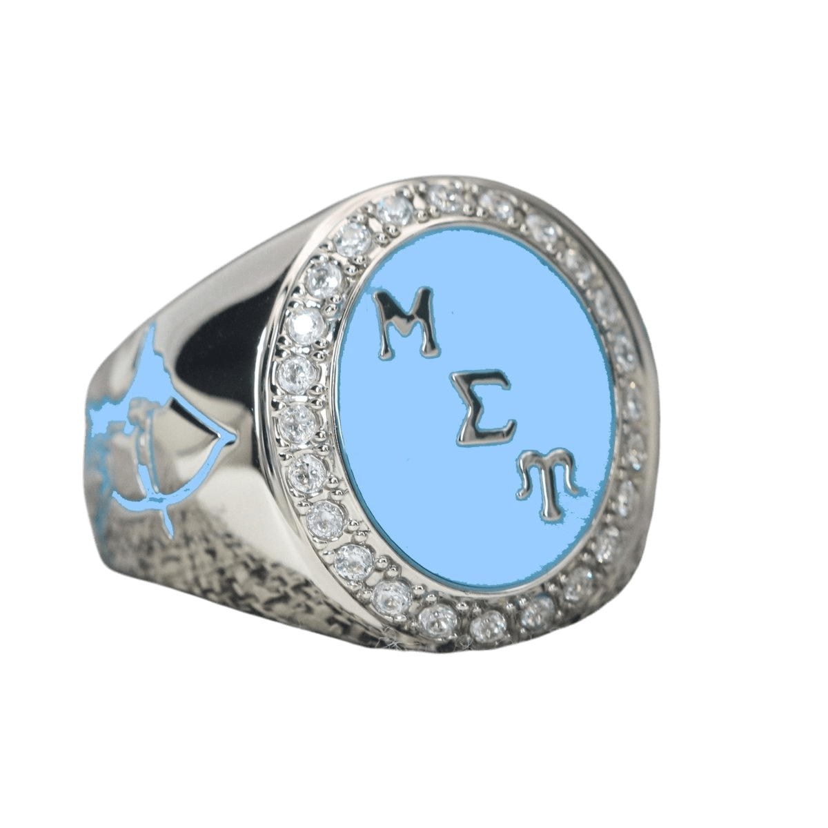 Mu Sigma Upsilon Sorority Ring (ΜΣΥ) - Flower Series, Silver - fratrings