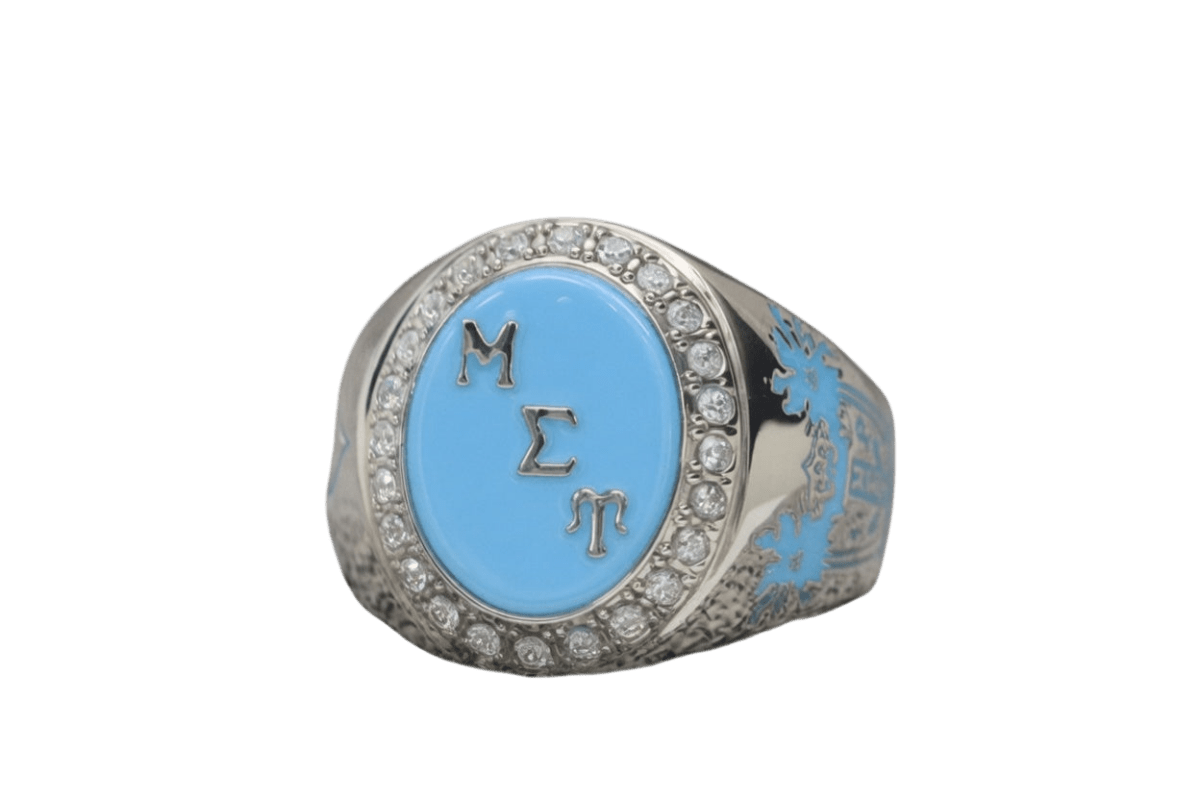 Mu Sigma Upsilon Sorority Ring (ΜΣΥ) - Flower Series, Silver - fratrings