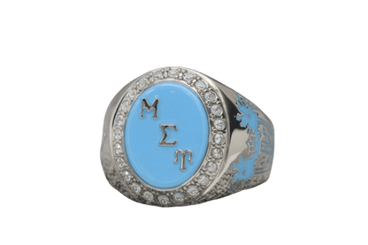 Mu Sigma Upsilon Sorority Ring (ΜΣΥ) - Flower Series, Silver - fratrings