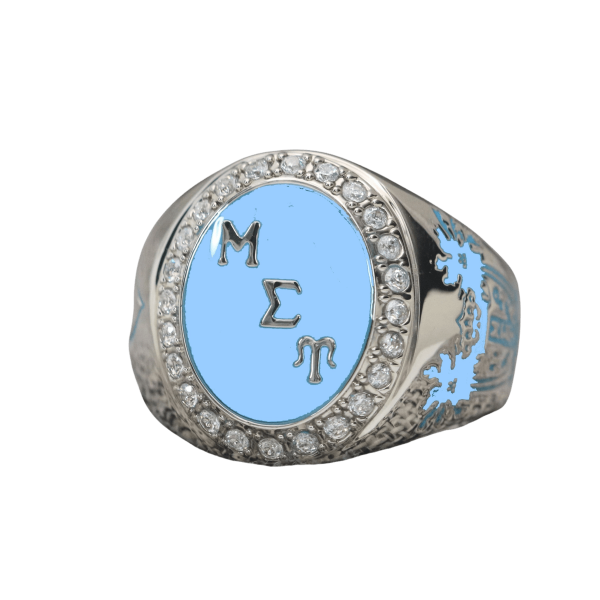 Mu Sigma Upsilon Sorority Ring (ΜΣΥ) - Flower Series, Silver - fratrings