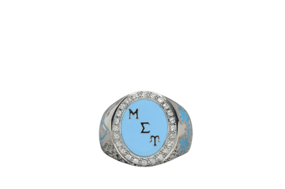 Mu Sigma Upsilon Sorority Ring (ΜΣΥ) - Flower Series, Silver - fratrings