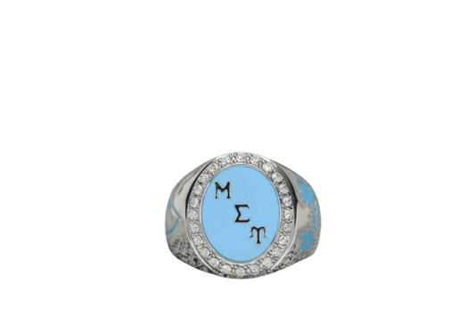 Mu Sigma Upsilon Sorority Ring (ΜΣΥ) - Flower Series, Silver - fratrings