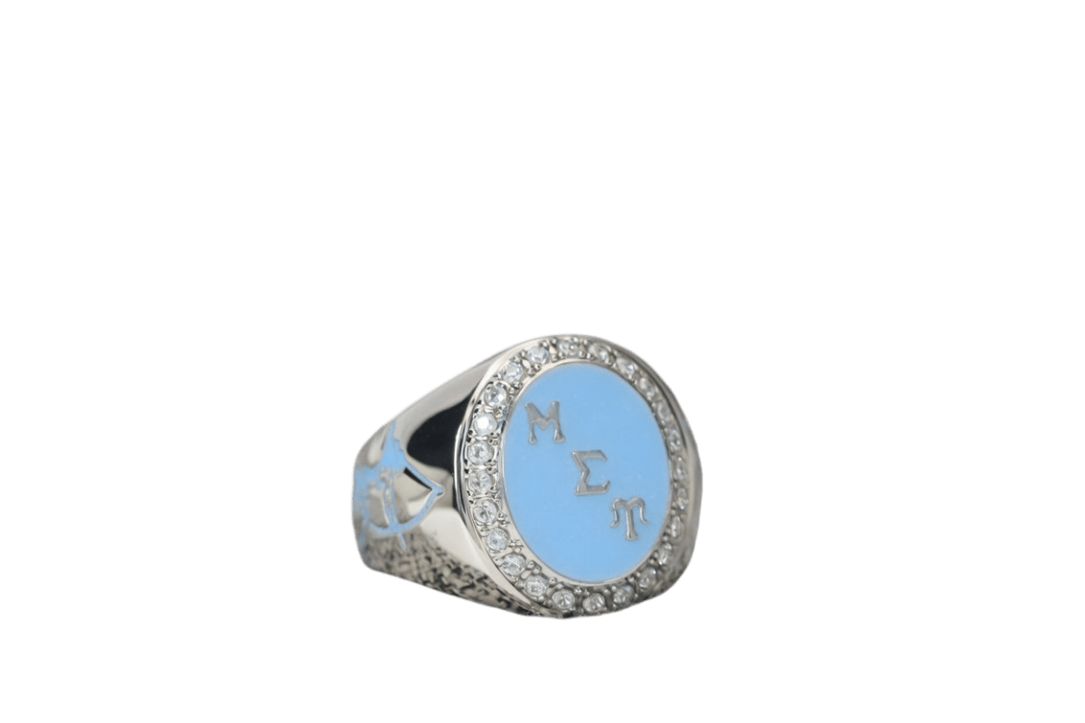 Mu Sigma Upsilon Sorority Ring (ΜΣΥ) - Flower Series, Silver - fratrings